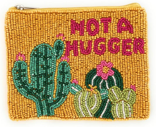HOTNot A Hugger Beaded Coin Purse, Beaded Coin Pouch, Small Wallets for Her, Birthday Gifts, Small Pouch, Gift Card Pouch