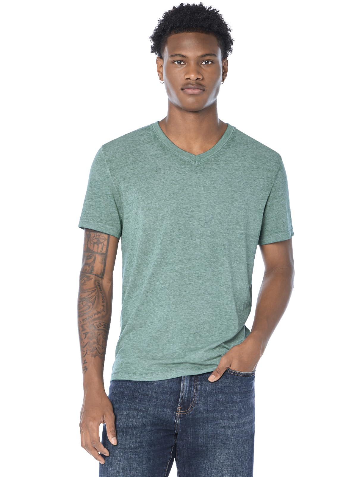 HOTLucky Brand Men's Venice Burnout V Neck Tee