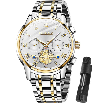 HOTOLEVS Men Multifunction Watch, Multi Dial Waterproof Luminous Chronograph Men's Watch with Date Gift for Men,Stainless Steel Watches for Men,Classic Men Wrist Watch