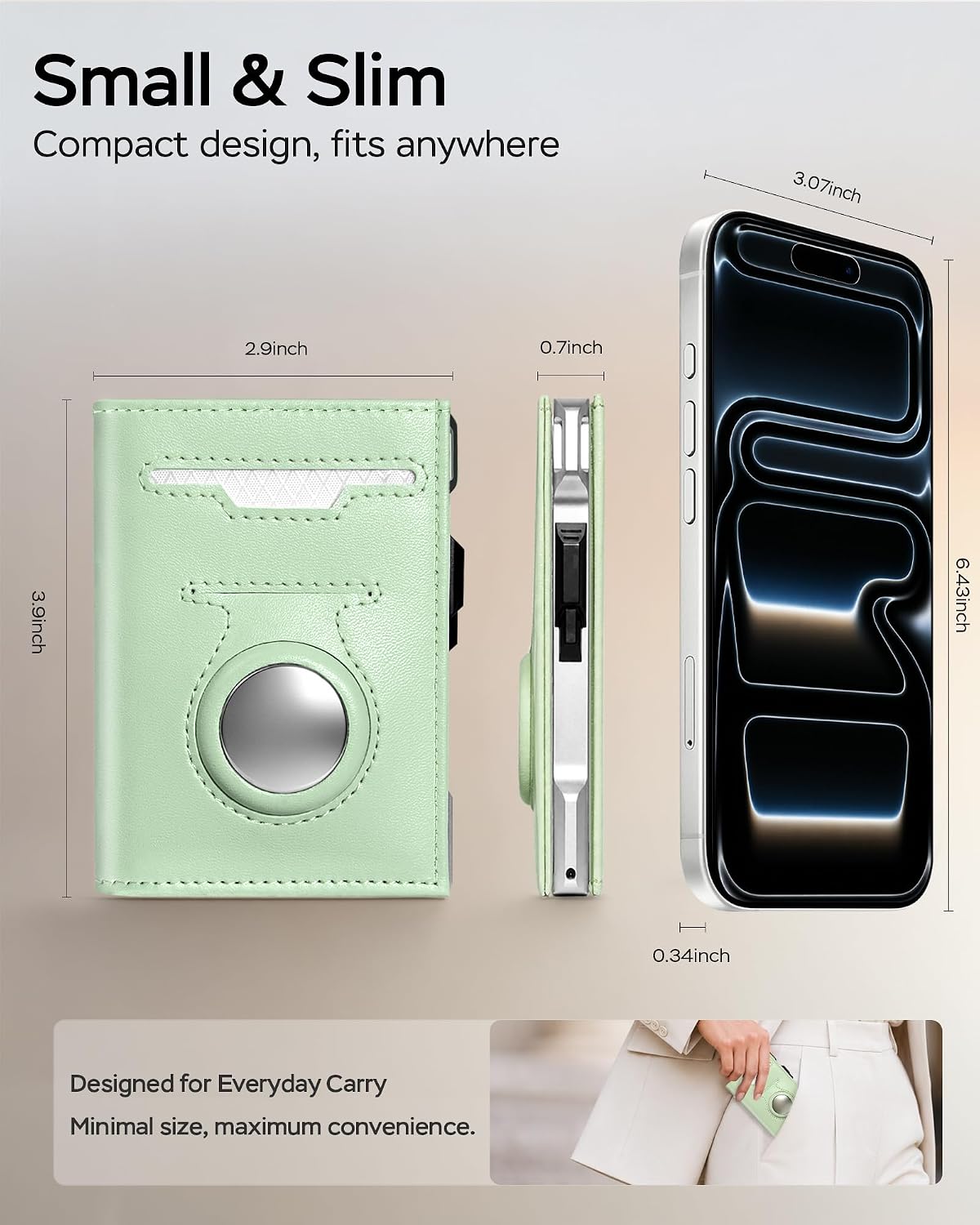 HOTRFID Wallet Women with AirTag Holder Pop Up Metal Card Holder for Air Tag | Stylish & Practical, Anti-Theft Leather Wallet Holds 10-12 Cards and Cash, Slim Small Trifold, ID Window Wristlet, Gift Boxed