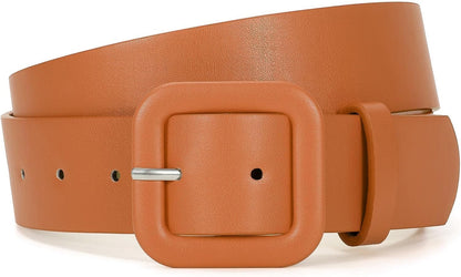HOTWHIPPY Women Leather Belt Candy Color Fashion Square Buckle Belt Ladies Belt for Jeans Pants Dresses
