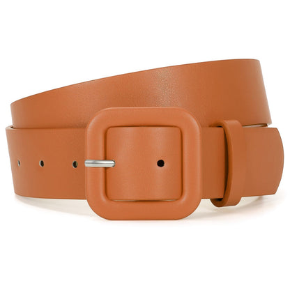 HOTWHIPPY Women Leather Belt Candy Color Fashion Square Buckle Belt Ladies Belt for Jeans Pants Dresses