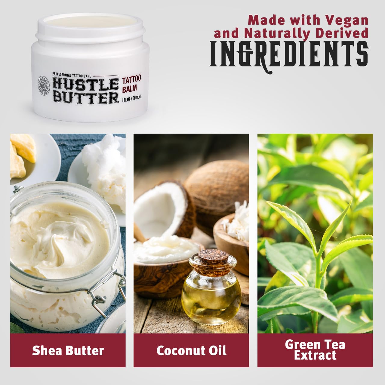 HOTHustle Butter Deluxe – Tattoo Butter for Before, During, and After the Tattoo Process – Lubricates and Moisturizes – 100% Vegan Replacement for Petroleum-Based Products – 1 oz