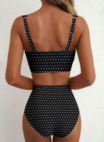 HOTHerseas Women's 2 Piece U Wire Cutout Bikini Sets Floral Print High Waisted Swimsuit 2026 Summer Beach Swim Bathing Suit