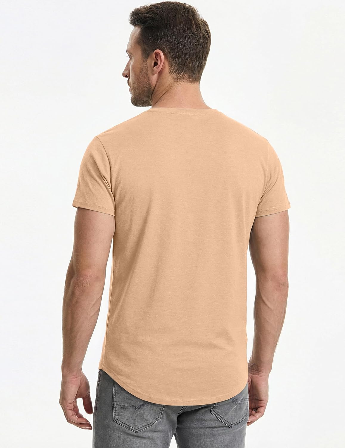 HOTJMIERR Mens 3 Pack Cotton Hipster Hip Hop Longline Crewneck T-Shirt