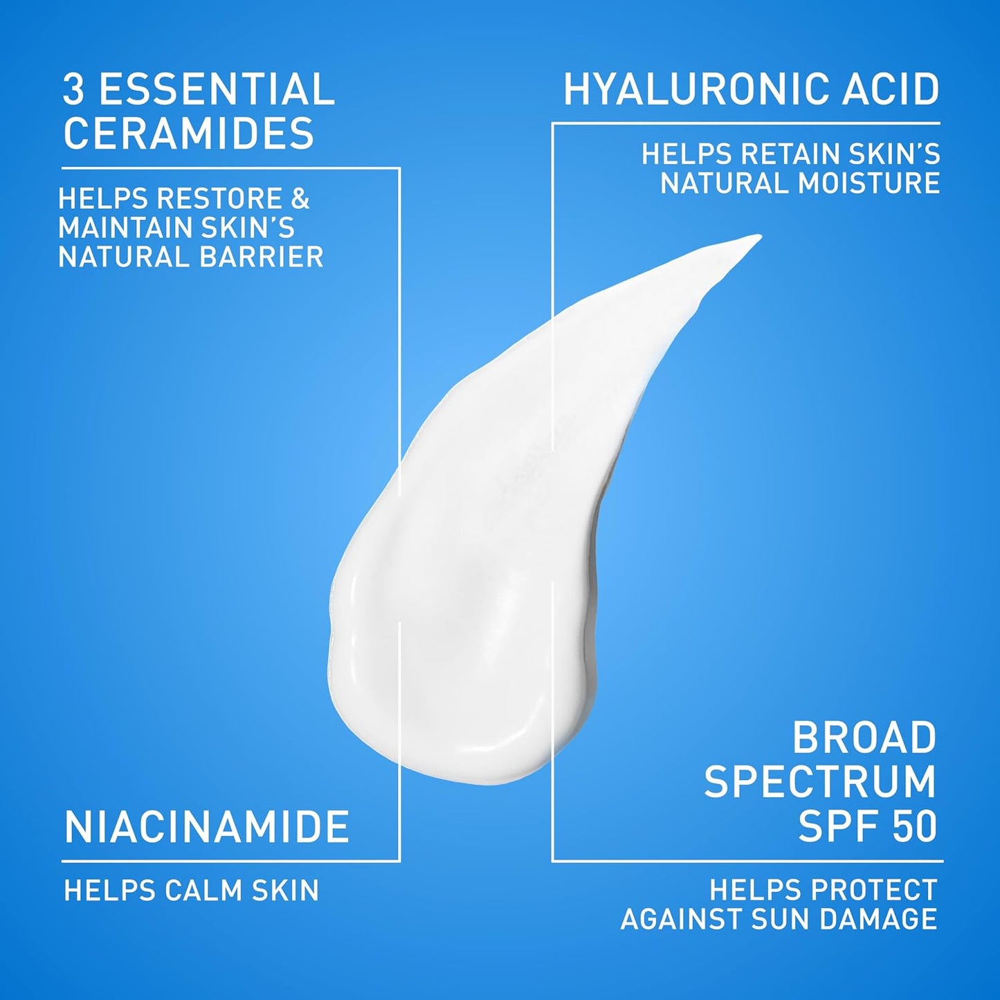 HOTCeraVe AM Facial Moisturizing Lotion SPF 50, Face Moisturizer with SPF, Hyaluronic Acid, Niacinamide & Ceramides, Non-Greasy, Blends Seamlessly With No White Cast, Non Comedogenic Sunscreen, 3 Oz