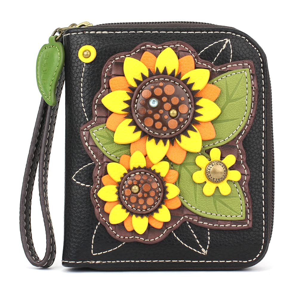 HOTCHALA Zip Around Wallet, Wristlet, 8 Credit Card Slots, Sturdy Pu Leather - Frog - Turquoise