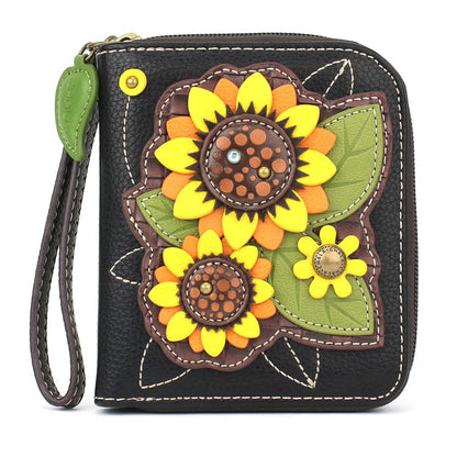 HOTCHALA Zip Around Wallet, Wristlet, 8 Credit Card Slots, Sturdy Pu Leather - Frog - Turquoise