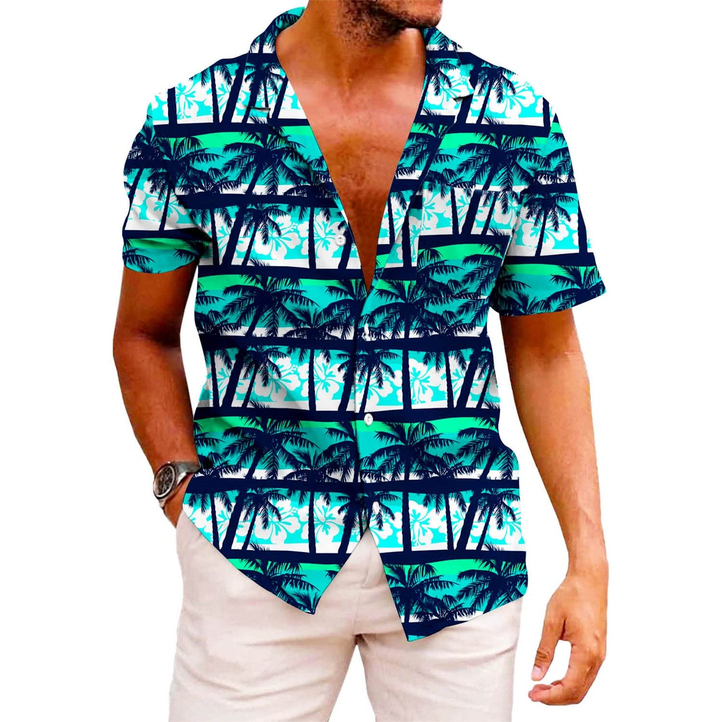 HOTKYKU Funky Hawaiian Shirt for Men Palm Beach Shirts Tropical Vacation Clothes