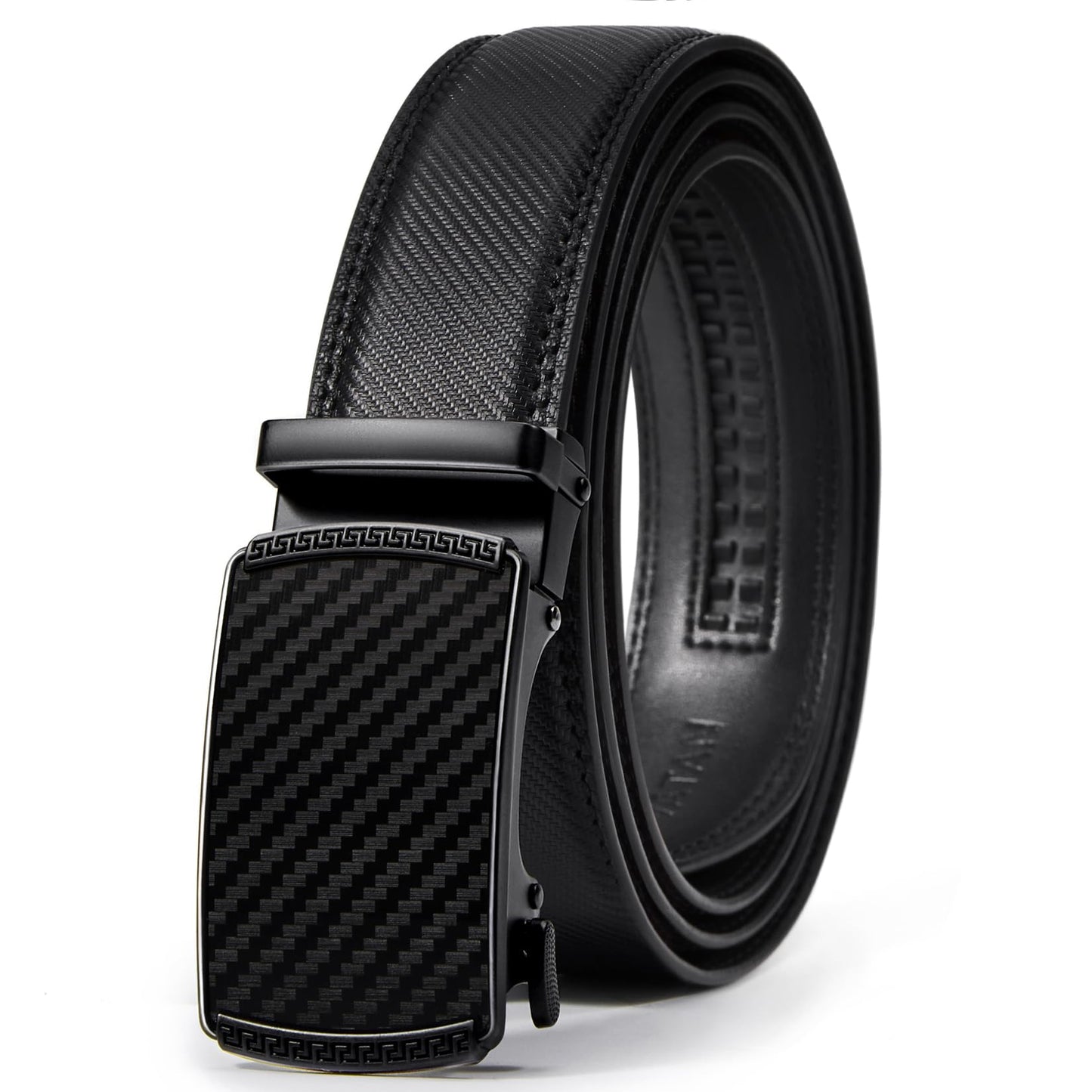 HOTVATAN Men's Belt Leather Ratchet Belt for Men Dress Casual Every Day with Adjustable Buckle, Trim to Fit
