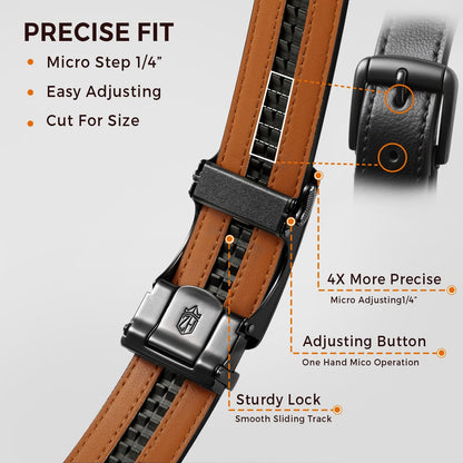 HOTZitahli Belt Men,Leather Ratchet Belt for Men Dress Casual Every Day with Adjustable Buckle,Trim to Fit For Gift
