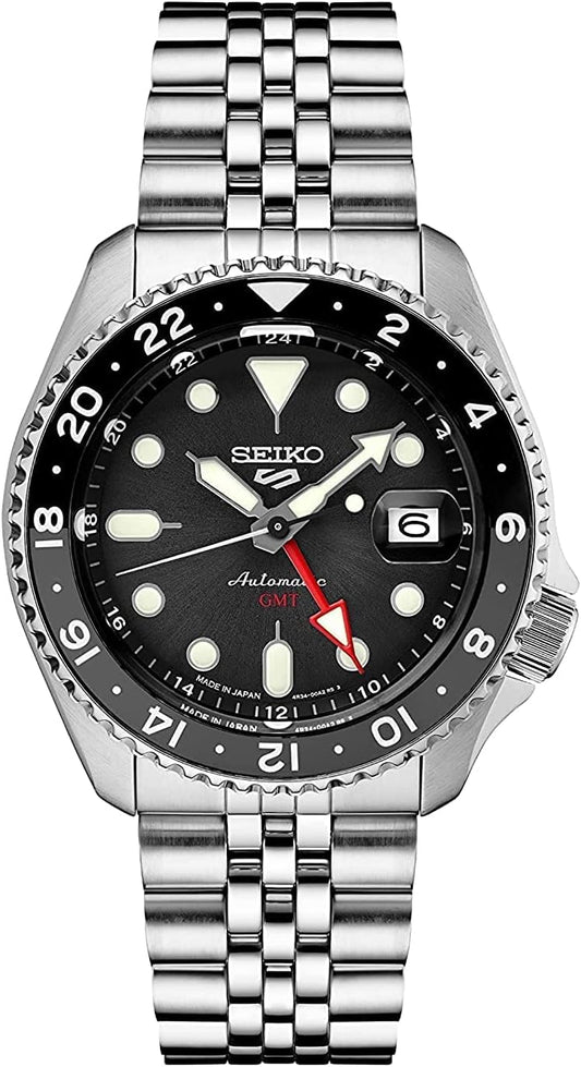 HOTSEIKO SSK001 Automatic Watch for Men - 5 -Sports - Black Dial with Date Calendar and Luminous Hands & Markers and Black & Gray GMT Bezel, 100m Water-Resistant