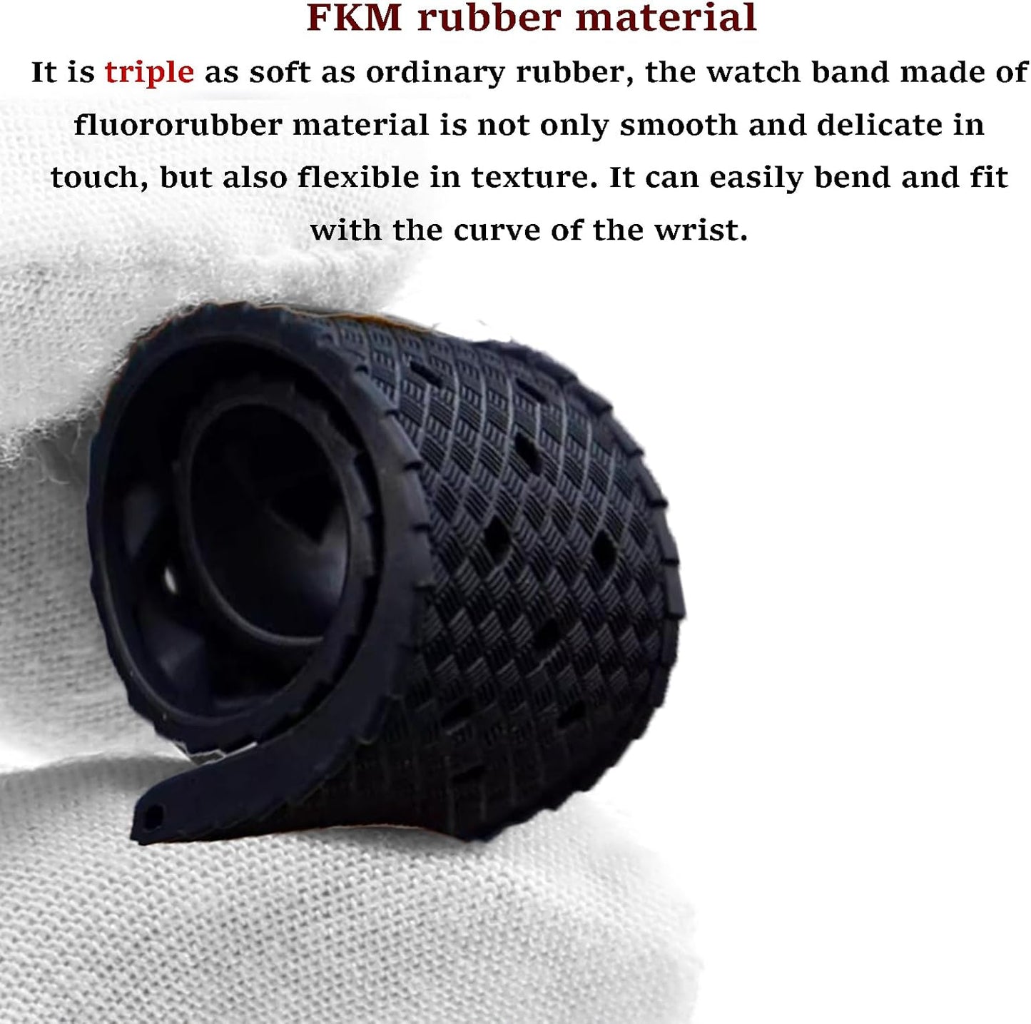 HOTFKM Rubber Watch Strap Quick Release Tropical Style Fluororubber 18mm 19mm 20mm 21mm 22mm Soft Breathable Durable FKM Rubber Watch Band Universal Replacement Band Strap for Men Women