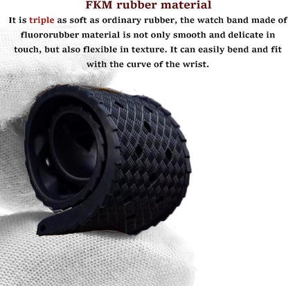 HOTFKM Rubber Watch Strap Quick Release Tropical Style Fluororubber 18mm 19mm 20mm 21mm 22mm Soft Breathable Durable FKM Rubber Watch Band Universal Replacement Band Strap for Men Women