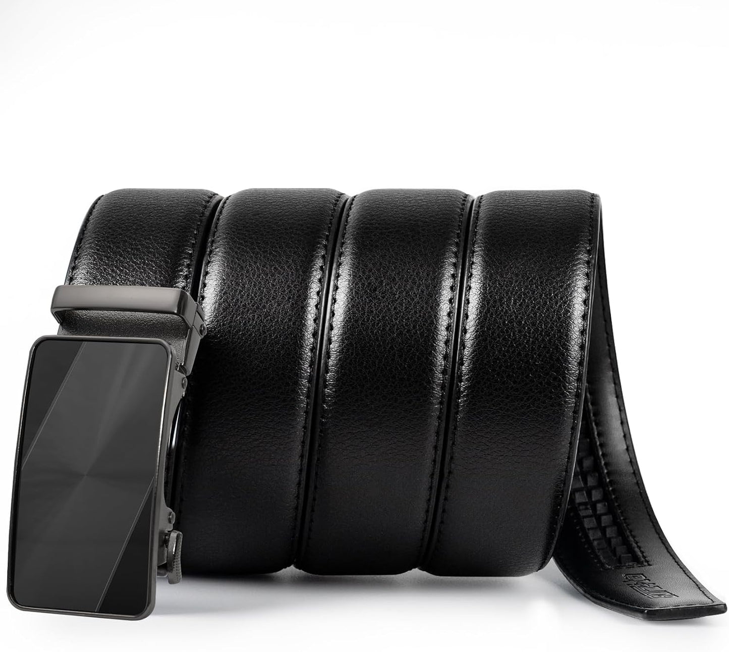 HOTMen's Leather Ratchet Belt 2 Pack,Adjustable Ratcheting Dress Belt | 1 3/8" Ratcheting Belt,Holeless Design, 1/5" Micro-Adjustments,Trim to Fit,Easy One-Hand Release with Gift Box