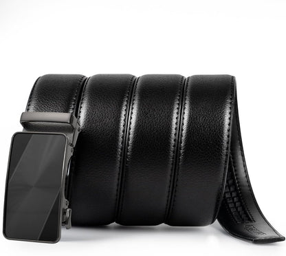 HOTMen's Leather Ratchet Belt 2 Pack,Adjustable Ratcheting Dress Belt | 1 3/8" Ratcheting Belt,Holeless Design, 1/5" Micro-Adjustments,Trim to Fit,Easy One-Hand Release with Gift Box