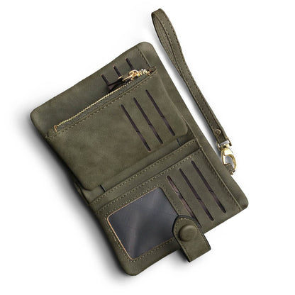 HOTAOXONEL Women's Small Bifold Leather wallet Rfid blocking Ladies Wristlet with Card holder id window Coin Purse
