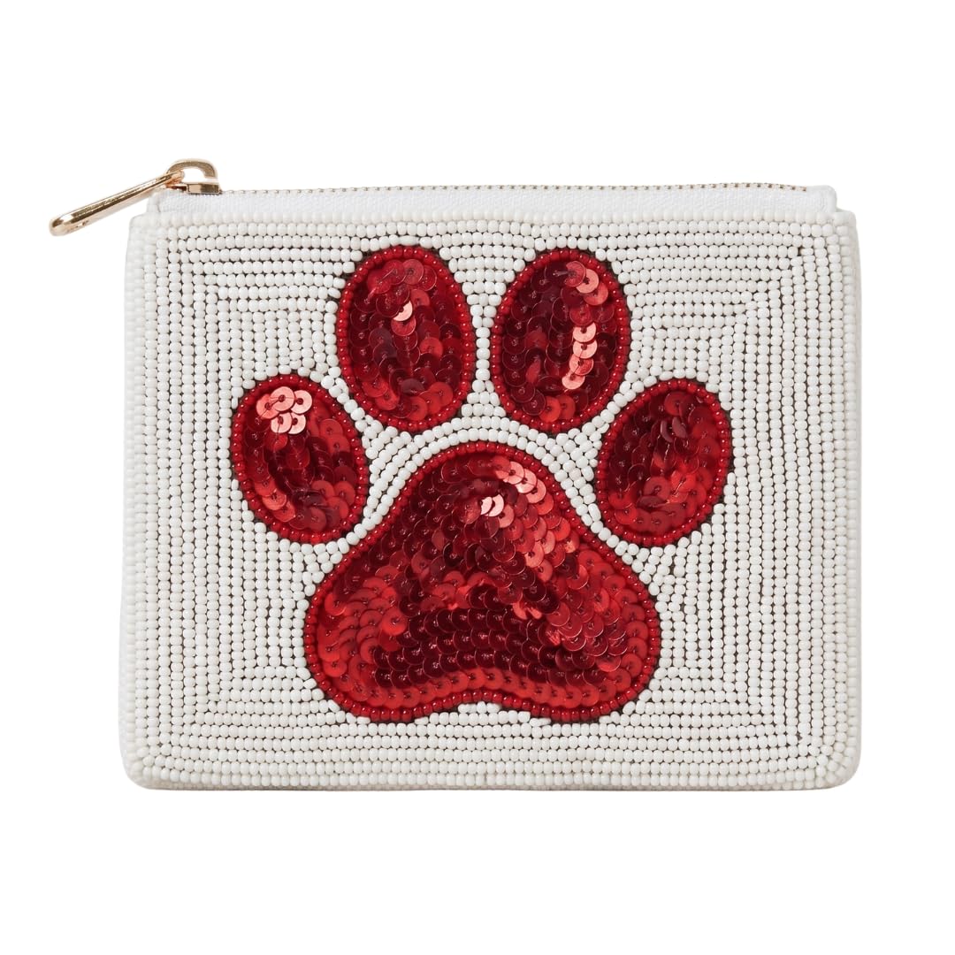 HOTBeaded Coin Purse Change Zipper Pouch Wallet Baseball | Handmade Beadwork, Compact Organizer, Cash Holder, Card Storage, Makeup Pouch, Giftable Accessory, Everyday Carry