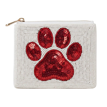 HOTBeaded Coin Purse Change Zipper Pouch Wallet Baseball | Handmade Beadwork, Compact Organizer, Cash Holder, Card Storage, Makeup Pouch, Giftable Accessory, Everyday Carry
