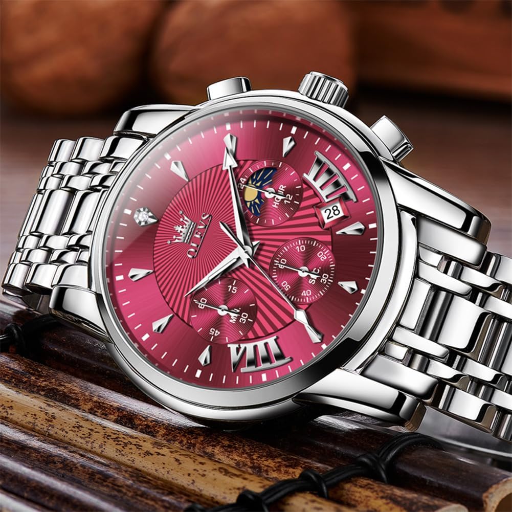 HOTOLEVS Mens Watches Luxury Waterproof Luminous Easy Read Chronograph Watches Full Gold/White Dail/Black Face with Calendar Wrist Watches