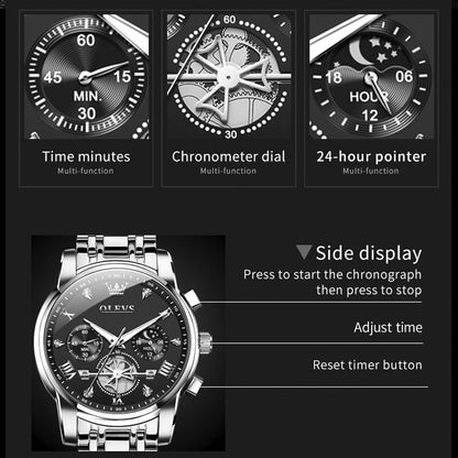 HOTOLEVS Watches Men Waterproof Luxury Big Face Mens Watch Stainless Steel Quartz Analog Dress Watches for Men Luminous Multifunction Man Watch Relojes De Hombre