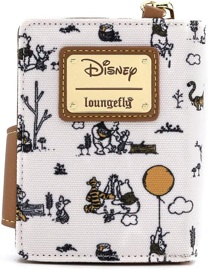 HOTLoungefly Disney Winnie the Pooh Canvas Line Drawing Wristlet Wallet