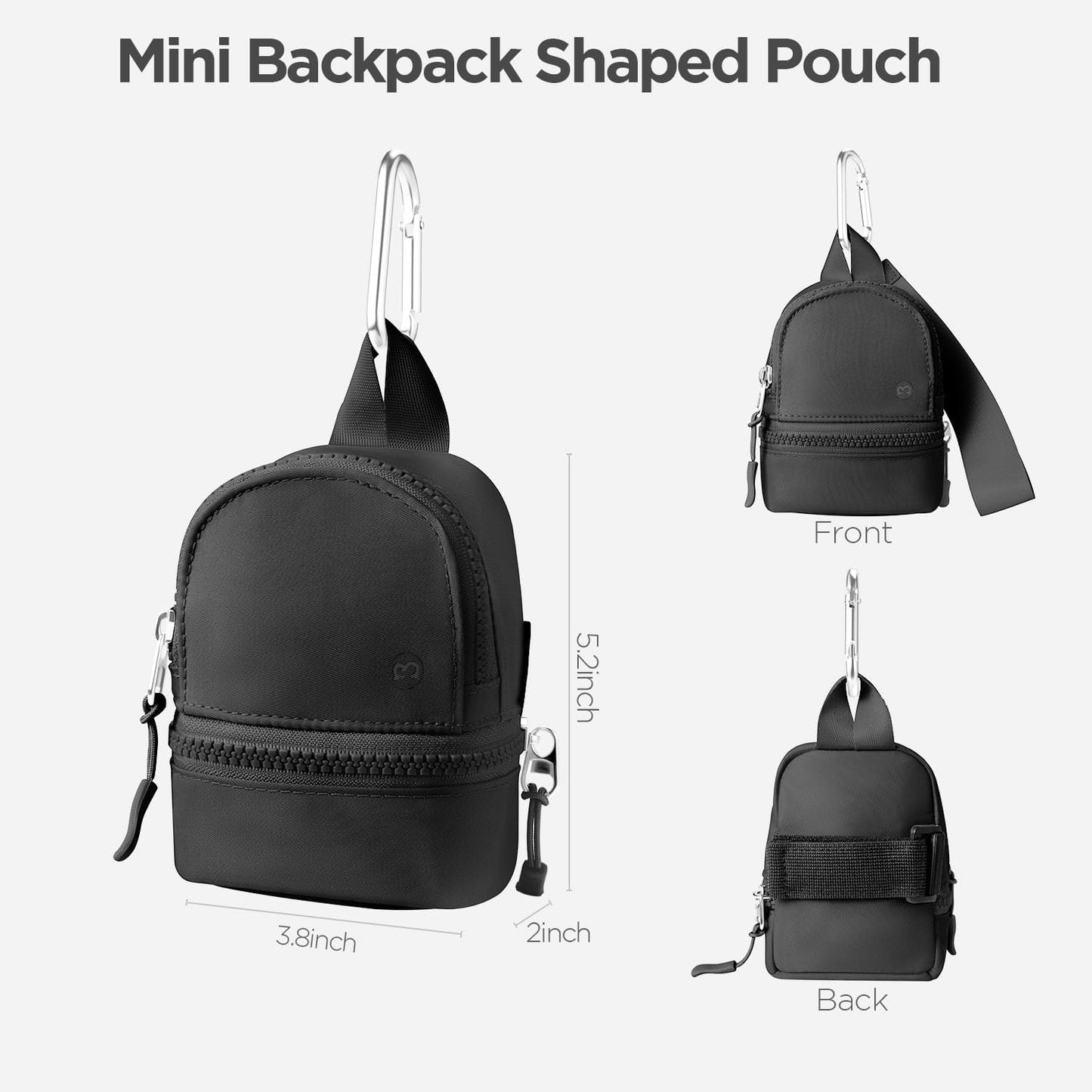 HOTMini Backpack Keychain Wristlet Pouch Small Change Coin Purse Cute Zipper Wallet With 3 RFID Card Slots+Zip Around Dual Pouch Wristlet