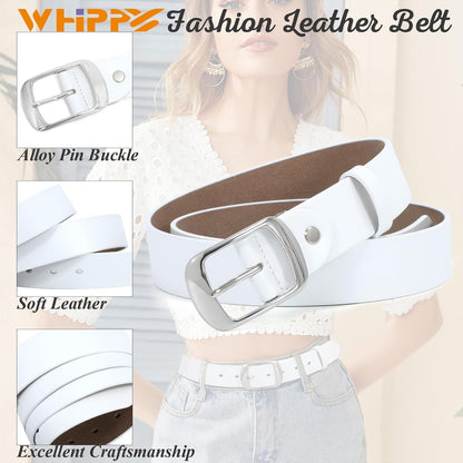 HOTWHIPPY Women Leather Belts for Jeans Pants Fashion Dress Belt for Women with Solid Pin Buckle