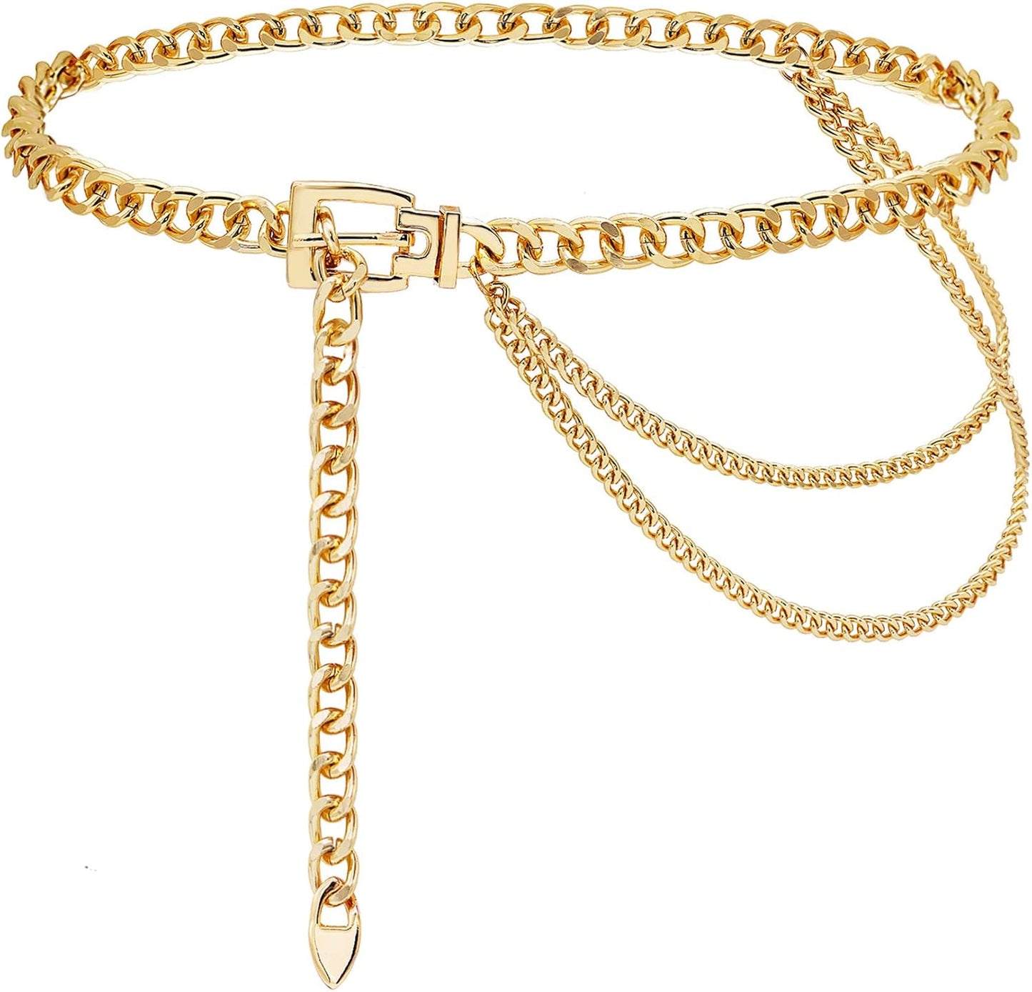 HOTSuyi Chain Belt for Women Girls Gold Metal Waist Chain Multilayer Chunky Chain Belts for Dress