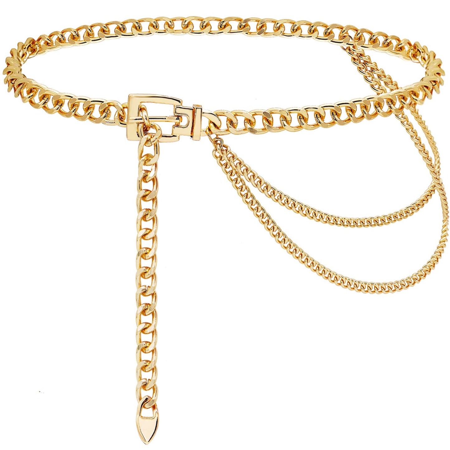 HOTSuyi Chain Belt for Women Girls Gold Metal Waist Chain Multilayer Chunky Chain Belts for Dress