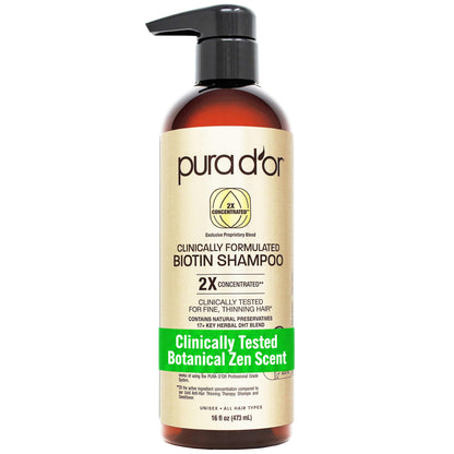 HOTPURA D'OR Original Gold Label Anti-Thinning Shampoo - CLINICALLY TESTED - Biotin & Argan Oil – Sulfate-Free Strengthening & Volumizing for Fuller-Looking Hair, Men & Women, Natural Earthy Scent 16 oz