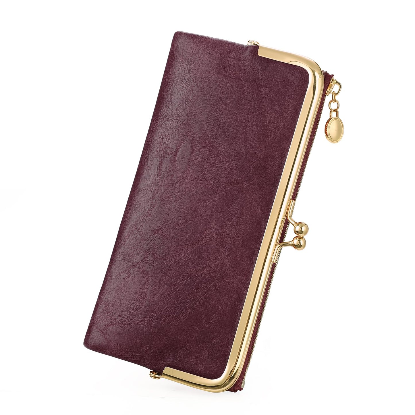 HOTGOIACII Womens Wallet Kiss Lock Bifold Leather Wallets for Women Green | Vintage Wallet for Women,Ladies Clutch Purse,Women's Card Holder Wallet with Zipper