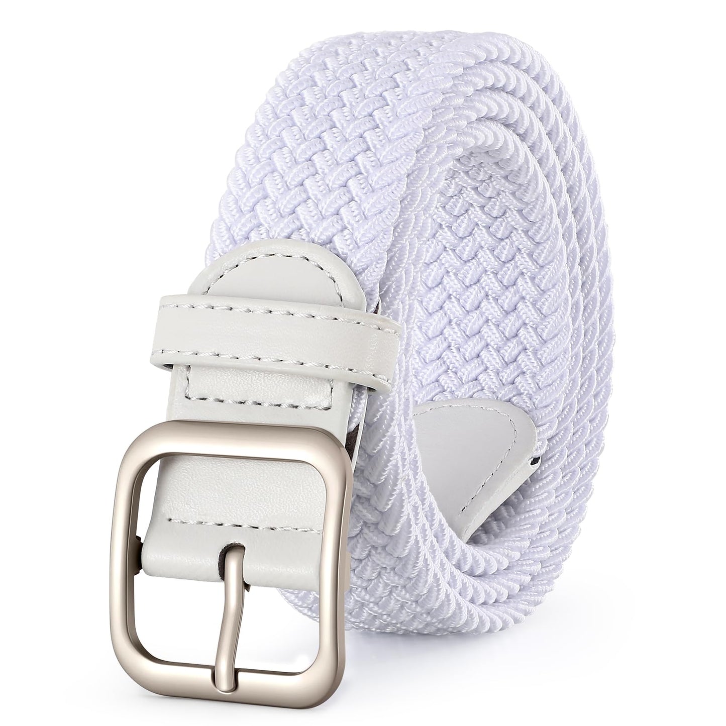 HOTXZQTIVE Women Elastic Braided Belt with Black Buckle, Woven Stretch Fabric