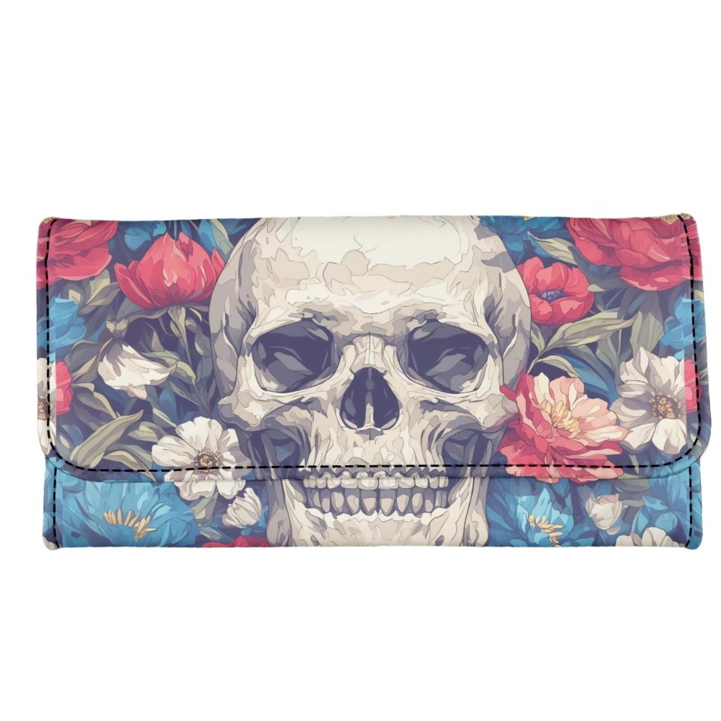 HOTLotus Mandala Women PU Leather Tri-fold Wallets Black And White Sketch Flower Zipper Pocket Buckle Money Manager Starry Sky Tall Billfold Secretary Cash Wallet