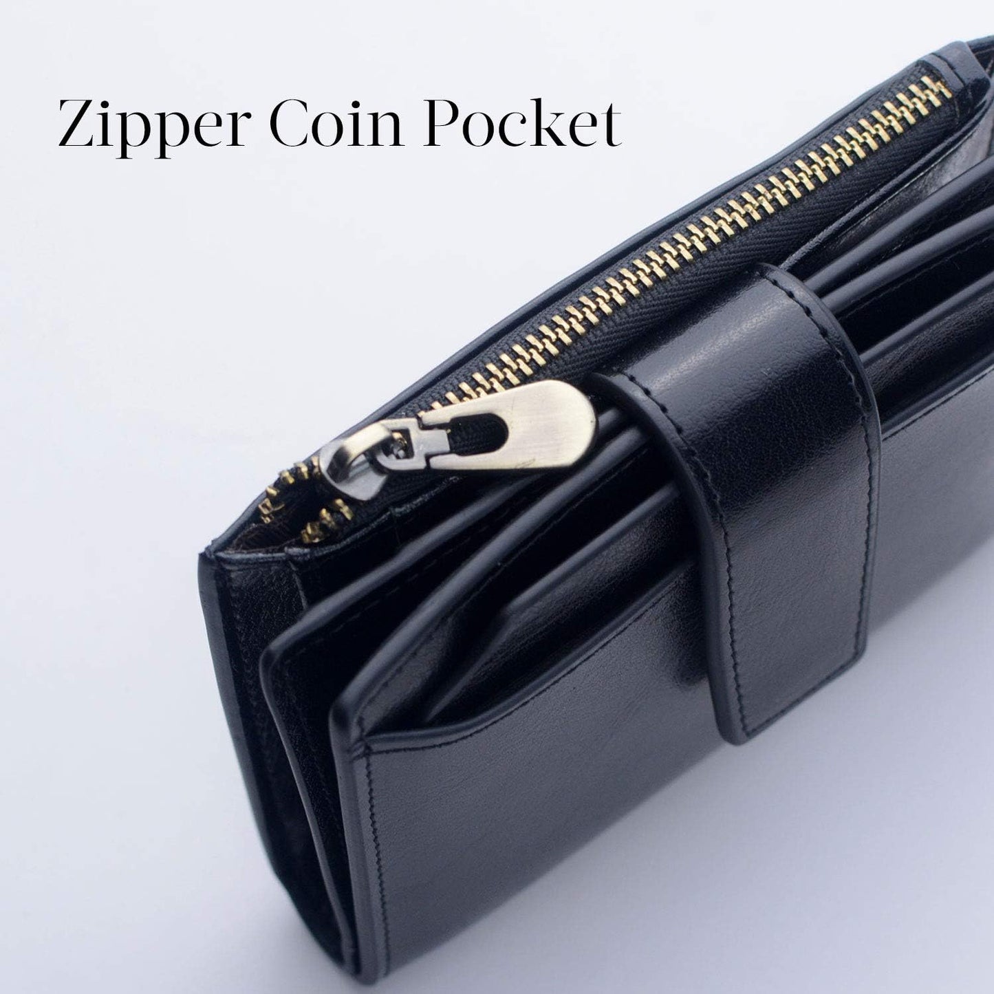 HOTBveyzi Small Leather Wallet for Women, RFID Bifold with ID Window | Holds 11 cards, a pull-out ID sleeve, zippered coin pocket & bill slot — fits crossbody bags and keeps everything organized