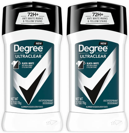 HOTDegree Men UltraClear Antiperspirant Deodorant Black + White 4 count 72-Hour Sweat & Odor Protection Antiperspirant For Men With MotionSense Technology 2.7 oz