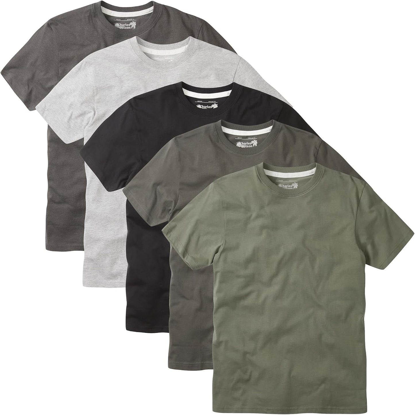 HOTCharles Wilson Men's 5 Pack Crew Neck T-Shirt