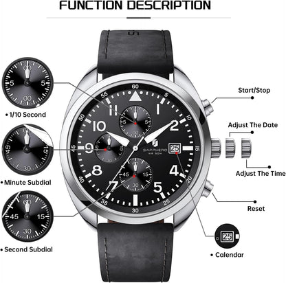 HOTSAPPHERO Mens Watch 50M Waterproof Luminous Quartz Analog Watches with Date Display Casual Stylish Work Business Classic Silicone Strap Men's Wrist Watches Elegant Gifts for Men