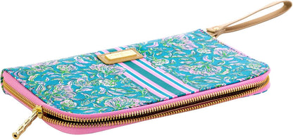 HOTLilly Pulitzer Travel Wallet Passport Holder, Chick Magnet | Vegan Leather Wristlet Wallet for Women, Travel Document Organizer with Removable Strap and Interior Organization Pockets