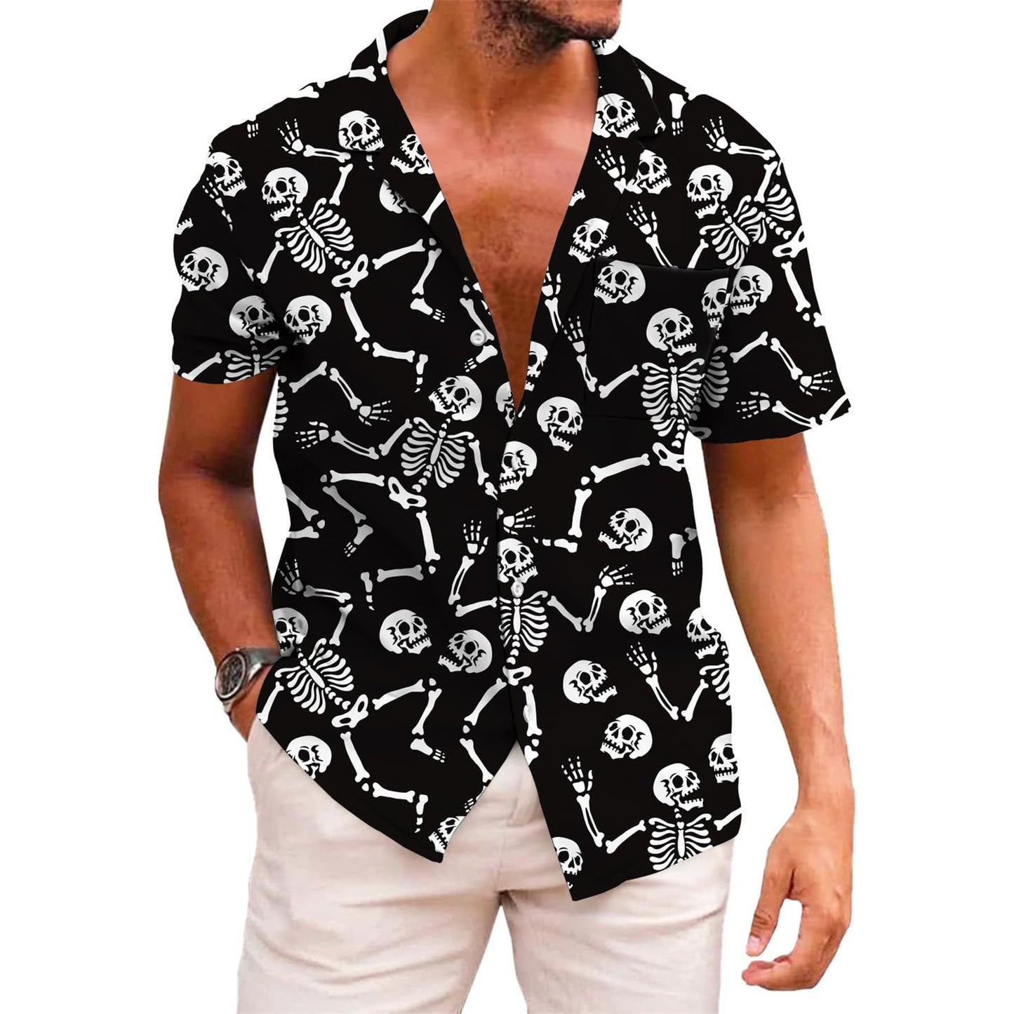 HOTKYKU Funky Hawaiian Shirt for Men Palm Beach Shirts Tropical Vacation Clothes