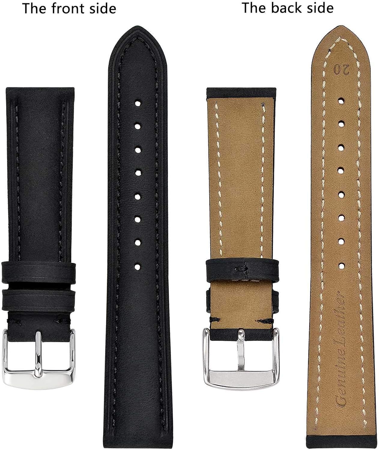 HOTBISONSTRAP Watch Strap, Vintage Leather Replacement Bracelet, Band Width-14mm 15mm 16mm 17mm 18mm 19mm 20mm 21mm 22mm 23mm 24mm