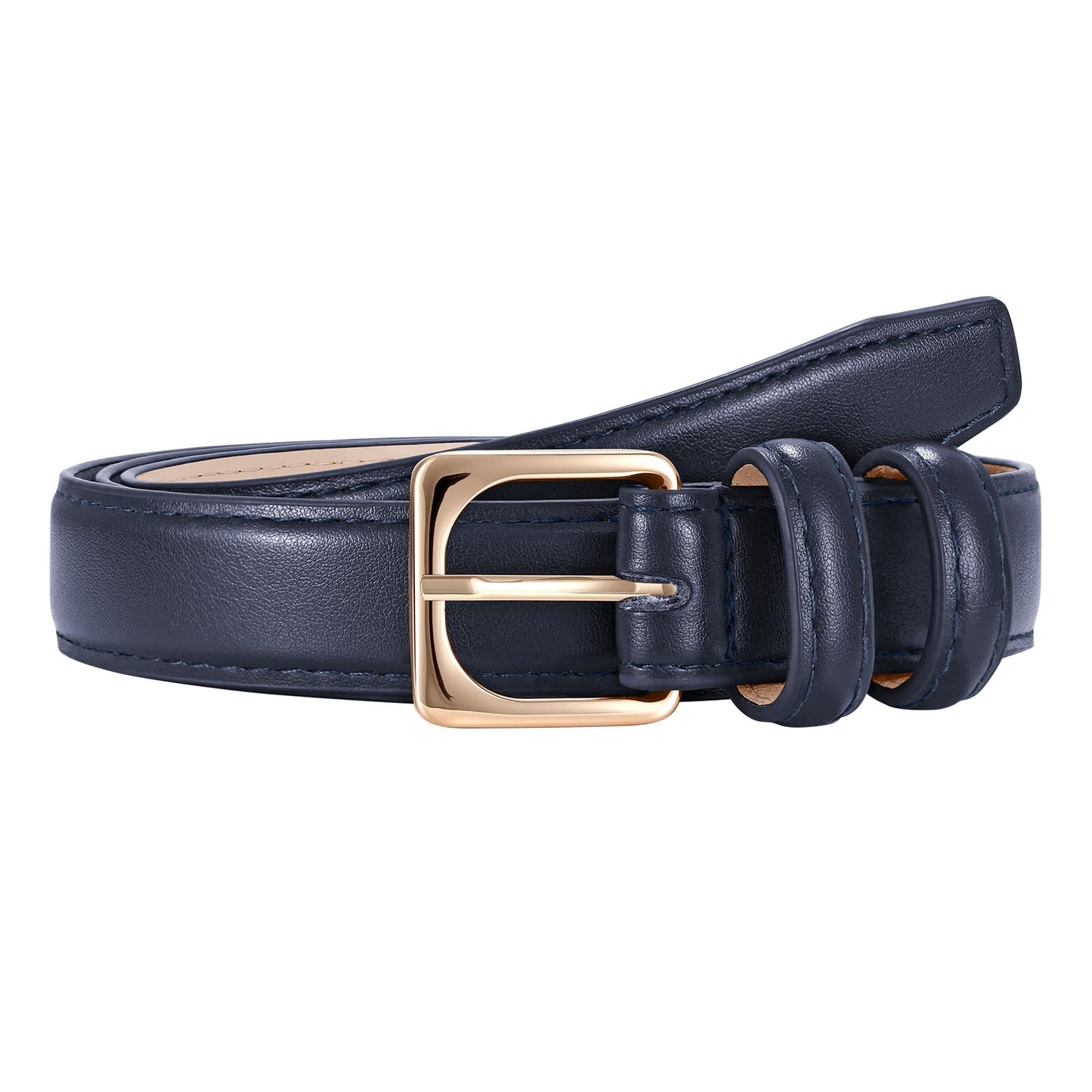 HOTJASGOOD Women Leather Belt Fashion Ladies Leather Waist Belt for Pants Jeans Dress with Gold Buckle