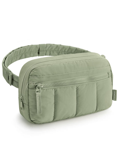 HOTBAGSMART Fanny Packs for Women Cross Body, Quilted Puffy Belt Bag with Pockets, Fashion Waist Packs for Traveling Hiking Black