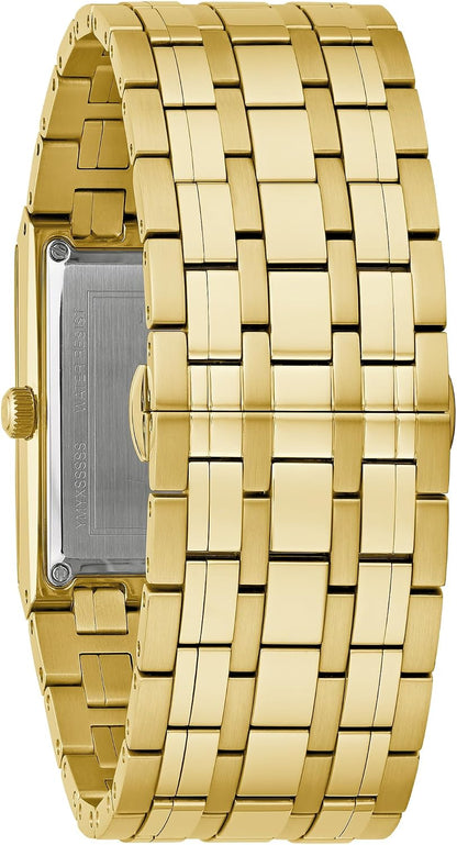 HOTBulova Marc Anthony Mens Modern Quadra Diamond Gold Stainless Steel Watch,Black Dial, Style:97D132