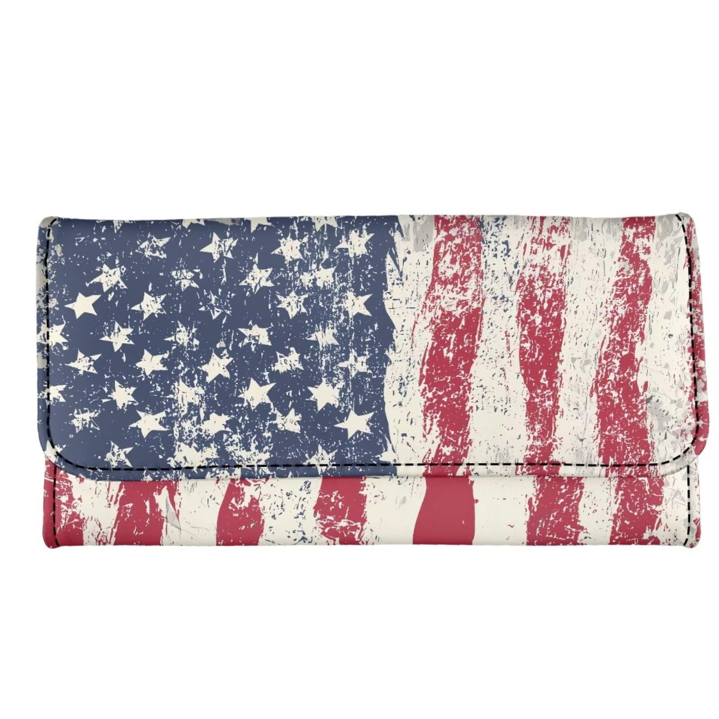 HOTNovelty Jeans Print Womens Wallets Leather Clutch, Vintage Denim Block Patch Design Long Wallet for Women Blue Credit Card Holder with Coin Purse ID Window