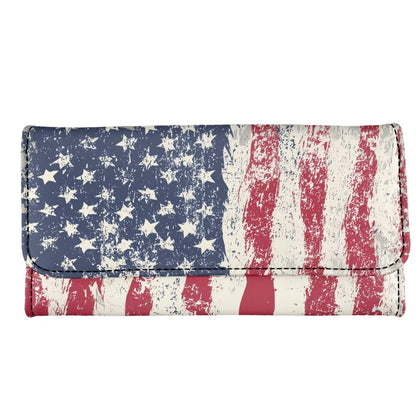 HOTNovelty Jeans Print Womens Wallets Leather Clutch, Vintage Denim Block Patch Design Long Wallet for Women Blue Credit Card Holder with Coin Purse ID Window