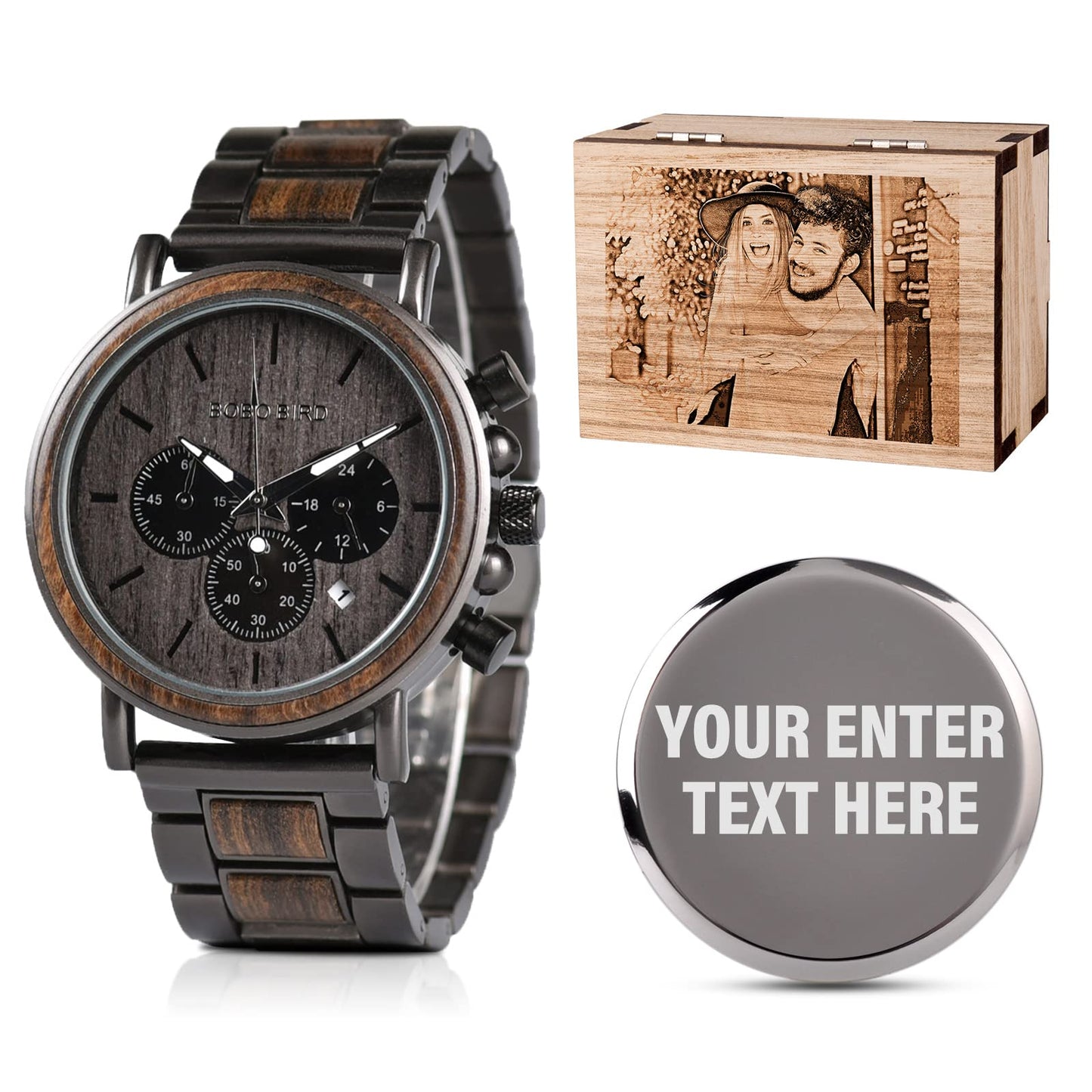 HOT2win Engraved Wooden Watch for Boyfriend My MAN Fiancé Husband Customized Personalized Wood Watches for Men Birthday Anniversary Personalized Watch