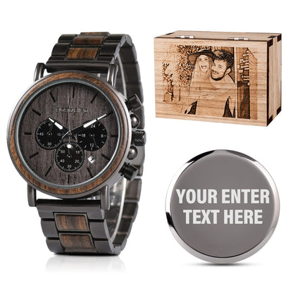 HOT2win Engraved Wooden Watch for Boyfriend My MAN Fiancé Husband Customized Personalized Wood Watches for Men Birthday Anniversary Personalized Watch