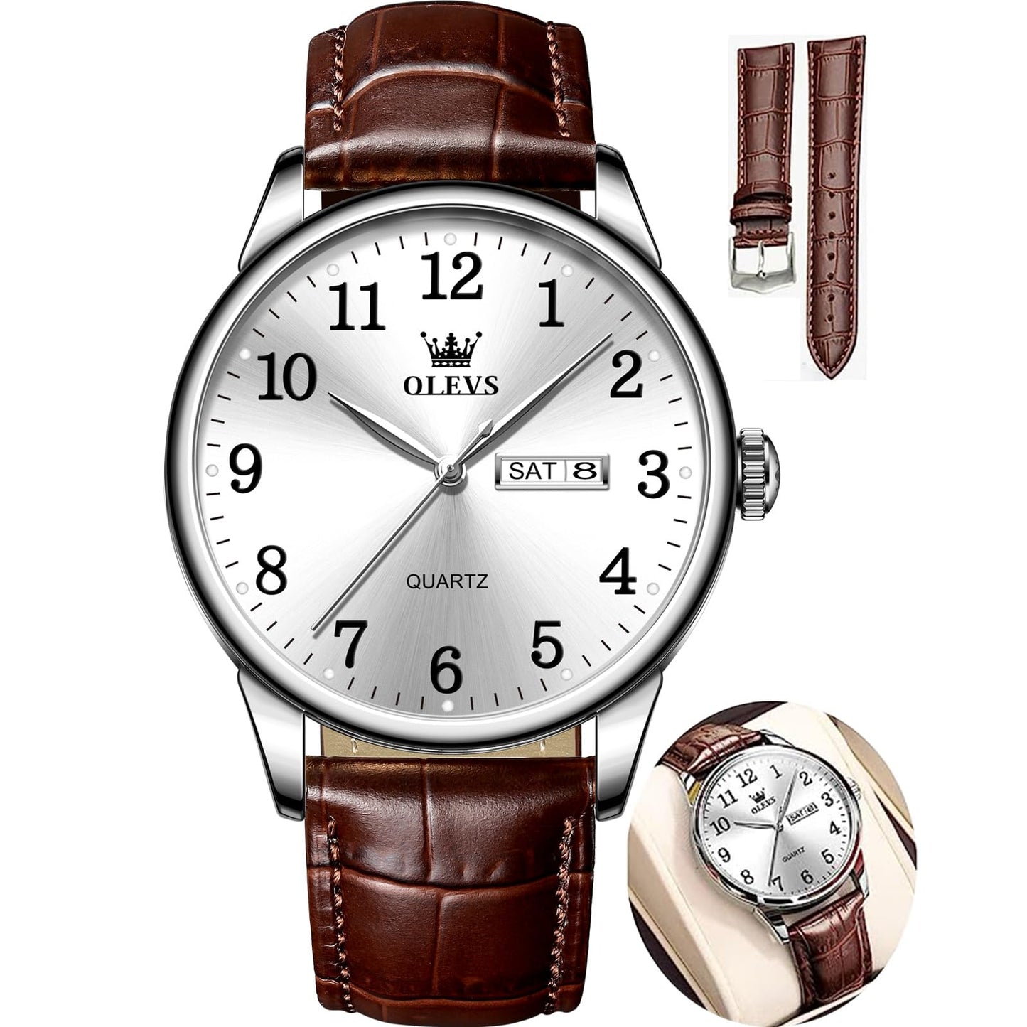 HOTOLEVS Watch Men Mens Watches Watches for Men Leather Band Classic Brown Leather Watch Men, Analog Watch Men, Black Mens Leather Watch, Dress Waterproof Large Face Mens Watch,Relojes para Hombres Watch