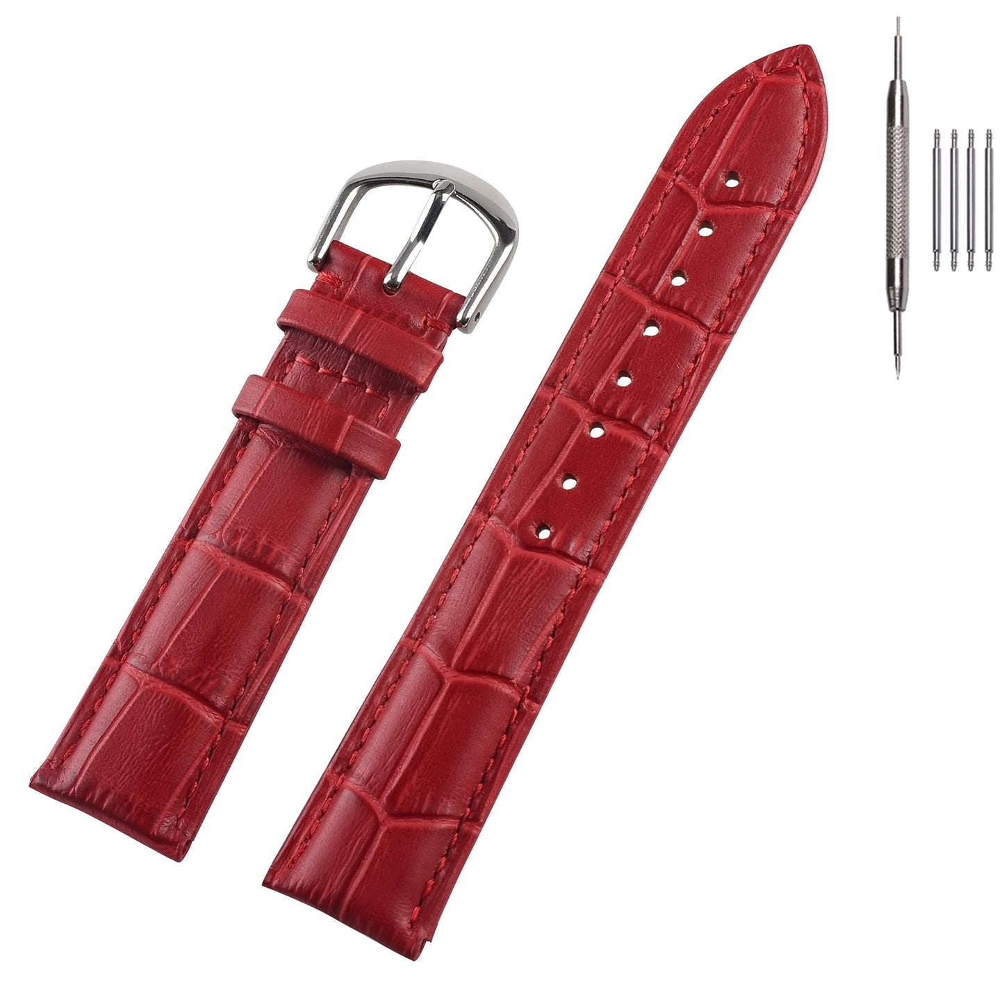 HOTEACHE Croco Design Leather Watch Bands, Classical Leather Watch Straps For Women&Mens Waterproof 12mm 14mm 16mm 18mm 19mm 20mm 22mm